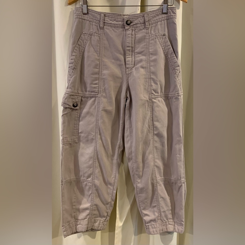 Anthropologie High Rise Wide Leg Crop Cargo Pants  Size 6 light purple color